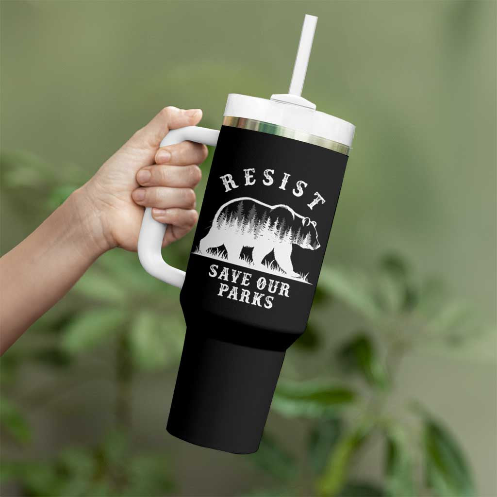 Resist Save Our Parks Tumbler With Handle Bear US National Parks Wildlife Nature