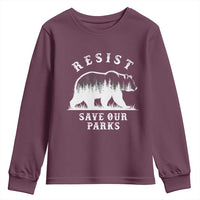Resist Save Our Parks Youth Sweatshirt Bear US National Parks Wildlife Nature