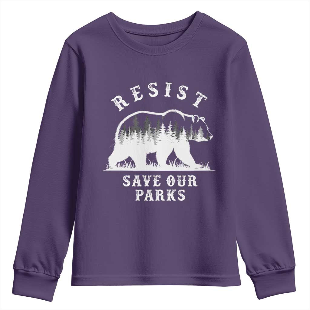 Resist Save Our Parks Youth Sweatshirt Bear US National Parks Wildlife Nature