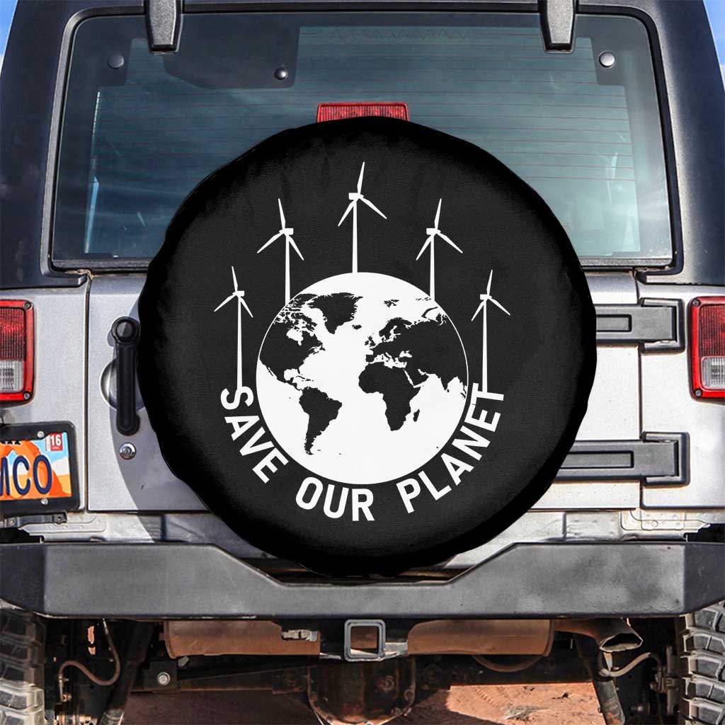 Save Our Planet Spare Tire Cover Wind Power Electricity Earth Day 2025