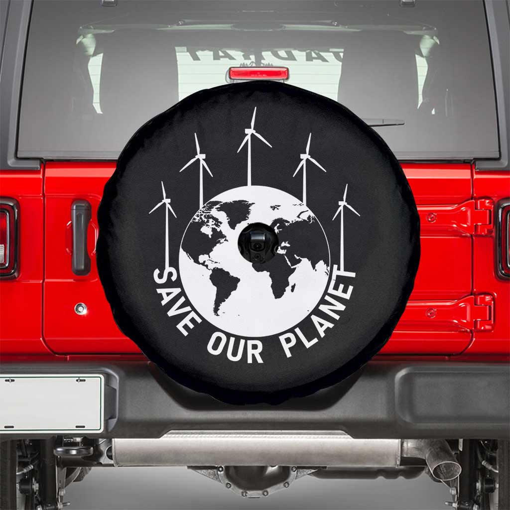 Save Our Planet Spare Tire Cover Wind Power Electricity Earth Day 2025