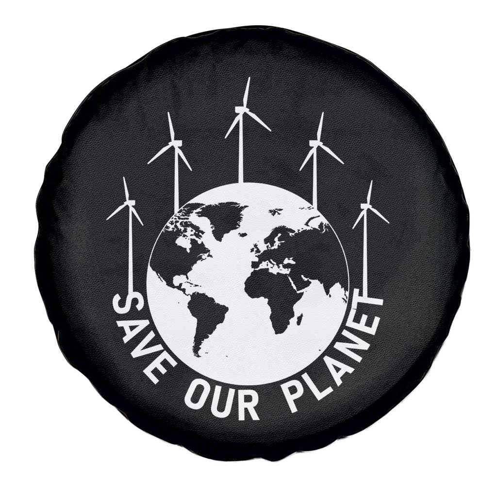 Save Our Planet Spare Tire Cover Wind Power Electricity Earth Day 2025