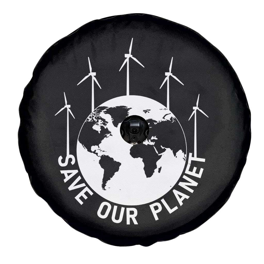 Save Our Planet Spare Tire Cover Wind Power Electricity Earth Day 2025