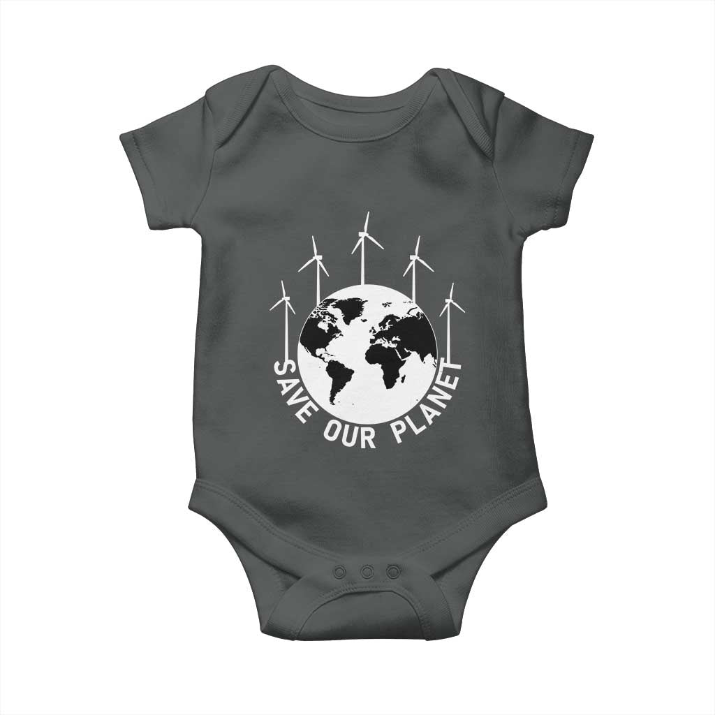 Save Our Planet Baby Onesie Wind Power Electricity Earth Day 2025