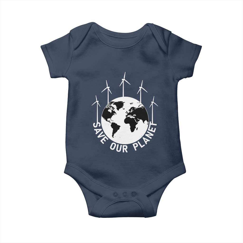 Save Our Planet Baby Onesie Wind Power Electricity Earth Day 2025
