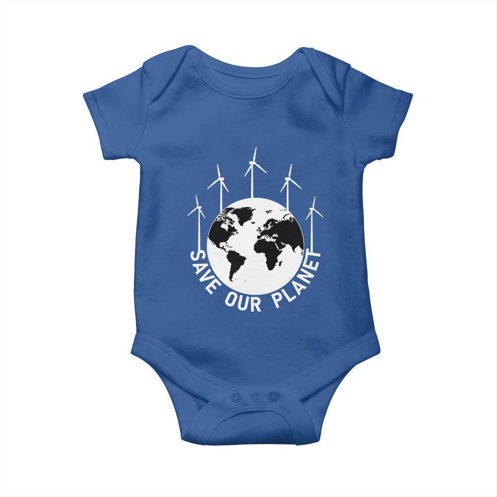 Save Our Planet Baby Onesie Wind Power Electricity Earth Day 2025