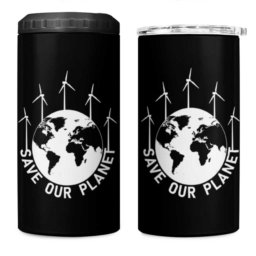 Save Our Planet 4 in 1 Can Cooler Tumbler Wind Power Electricity Earth Day 2025