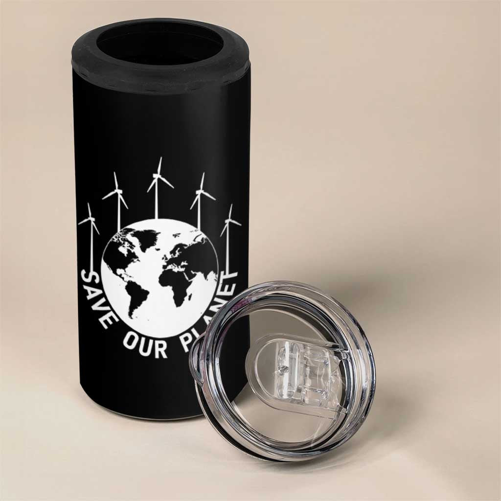 Save Our Planet 4 in 1 Can Cooler Tumbler Wind Power Electricity Earth Day 2025