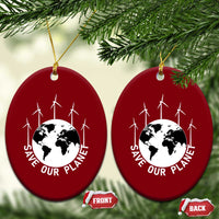 Save Our Planet Ceramic Ornament Wind Power Electricity Earth Day 2025 - Wonder Print Shop