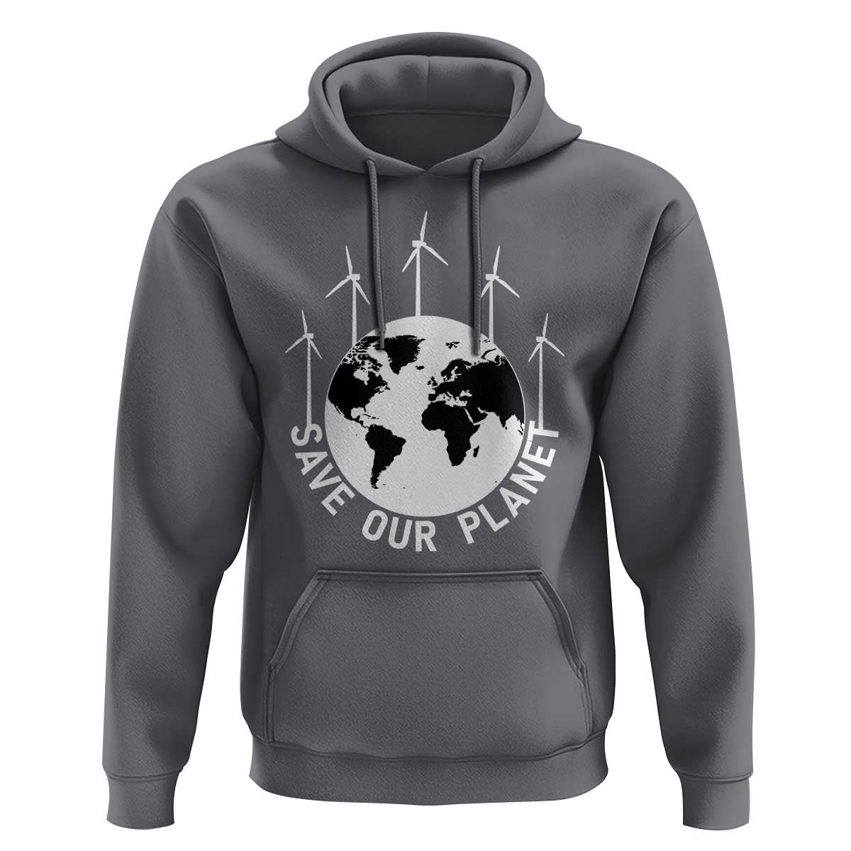 Save Our Planet Hoodie Wind Power Electricity Earth Day 2025