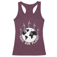 Save Our Planet Racerback Tank Top Wind Power Electricity Earth Day 2025