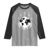 Save Our Planet Raglan Shirt Wind Power Electricity Earth Day 2025