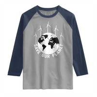 Save Our Planet Raglan Shirt Wind Power Electricity Earth Day 2025