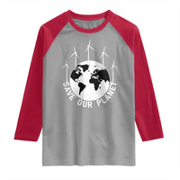 Save Our Planet Raglan Shirt Wind Power Electricity Earth Day 2025