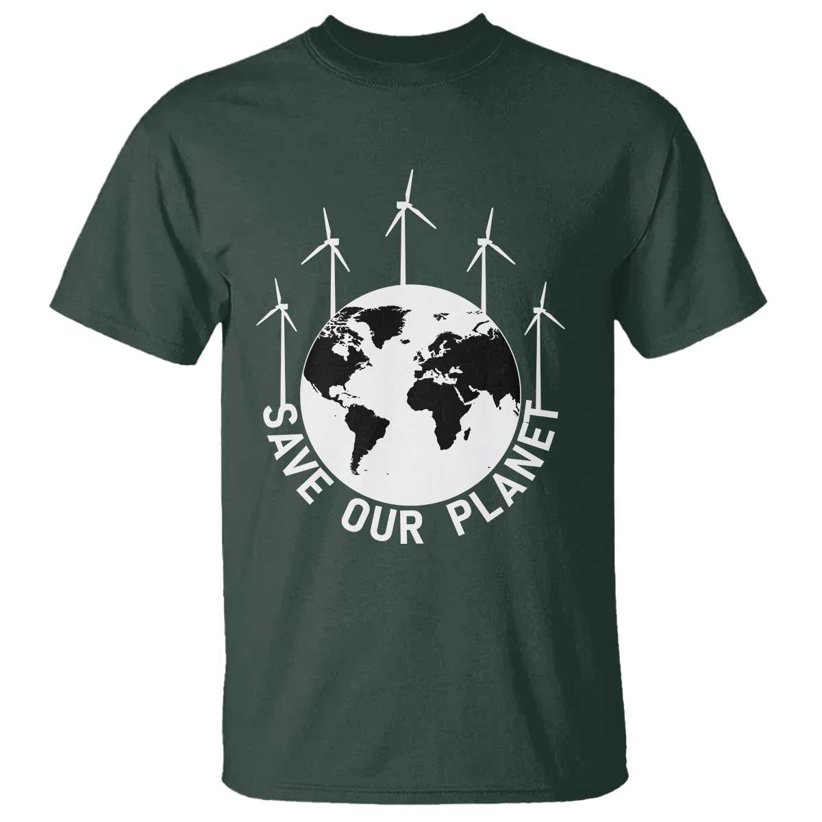 Save Our Planet T Shirt Wind Power Electricity Earth Day 2025
