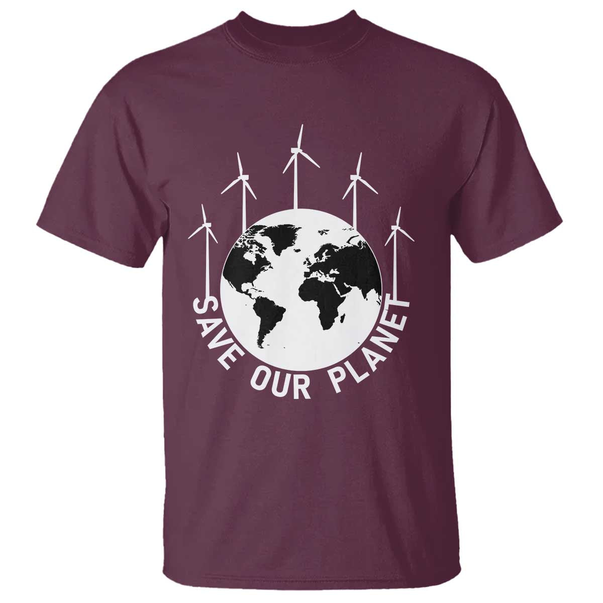 Save Our Planet T Shirt Wind Power Electricity Earth Day 2025