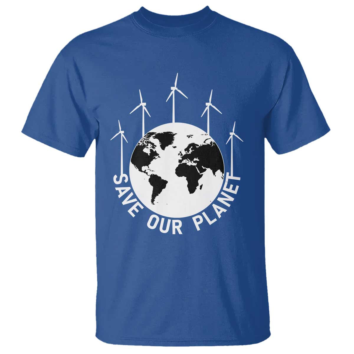 Save Our Planet T Shirt Wind Power Electricity Earth Day 2025