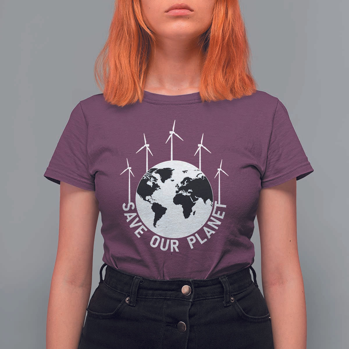 Save Our Planet T Shirt For Women Wind Power Electricity Earth Day 2025