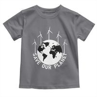 Save Our Planet Toddler T Shirt Wind Power Electricity Earth Day 2025