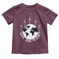 Save Our Planet Toddler T Shirt Wind Power Electricity Earth Day 2025