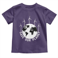 Save Our Planet Toddler T Shirt Wind Power Electricity Earth Day 2025