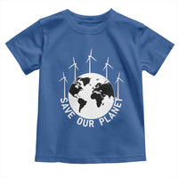 Save Our Planet Toddler T Shirt Wind Power Electricity Earth Day 2025
