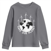 Save Our Planet Youth Sweatshirt Wind Power Electricity Earth Day 2025