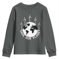 Save Our Planet Youth Sweatshirt Wind Power Electricity Earth Day 2025