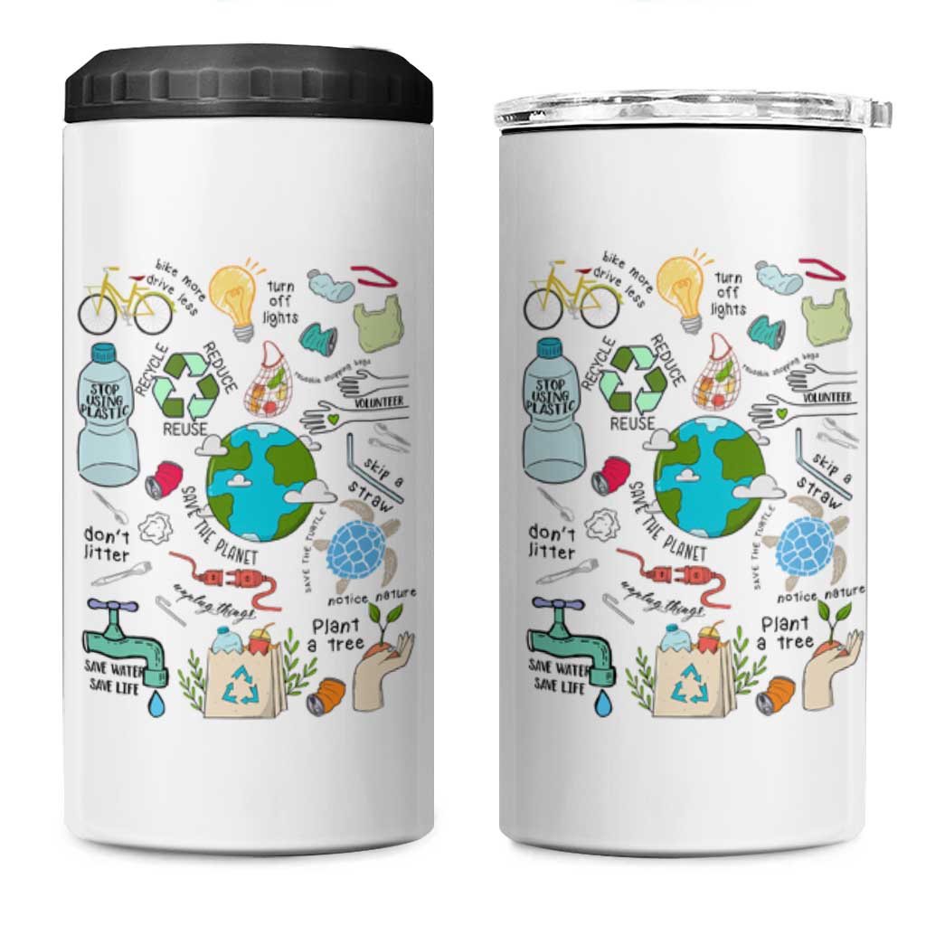 Save The Planet 4 in 1 Can Cooler Tumbler Earth Day Protect Nature Environmental Recycling