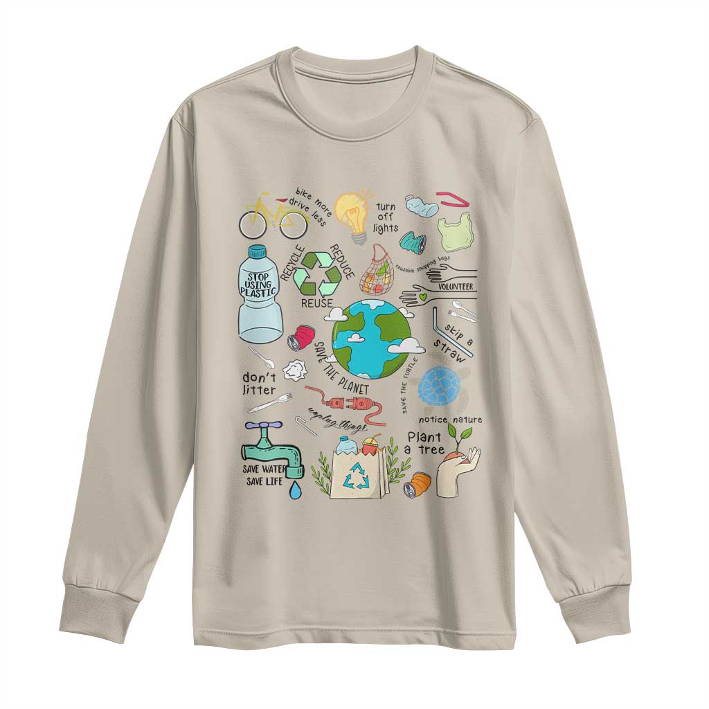 Save The Planet Long Sleeve Shirt Earth Day Protect Nature Environmental Recycling