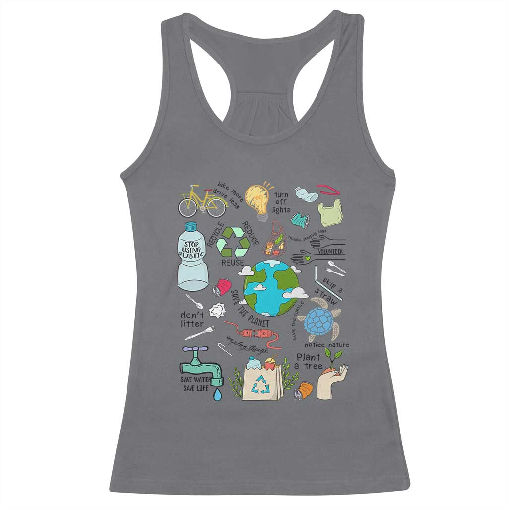 Save The Planet Racerback Tank Top Earth Day Protect Nature Environmental Recycling