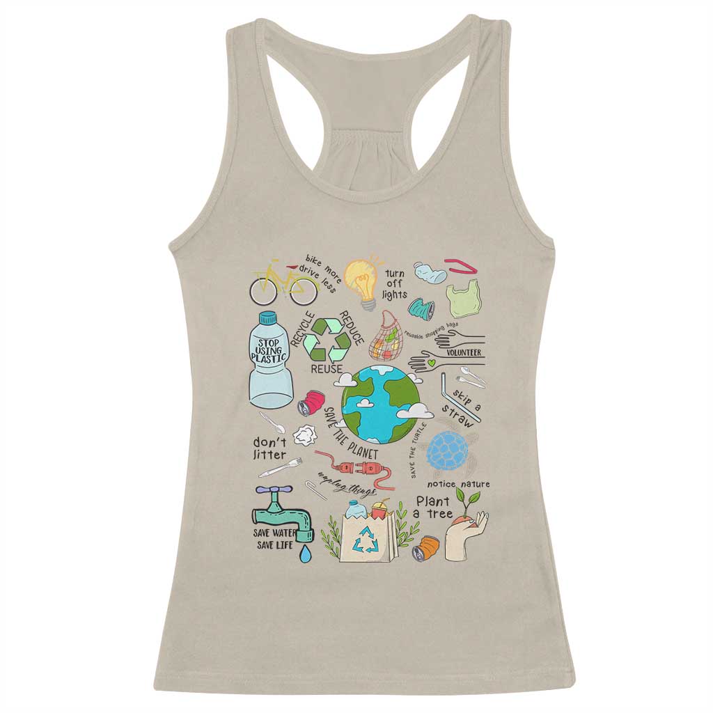 Save The Planet Racerback Tank Top Earth Day Protect Nature Environmental Recycling
