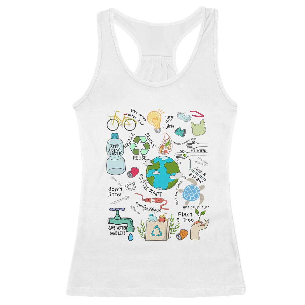 Save The Planet Racerback Tank Top Earth Day Protect Nature Environmental Recycling