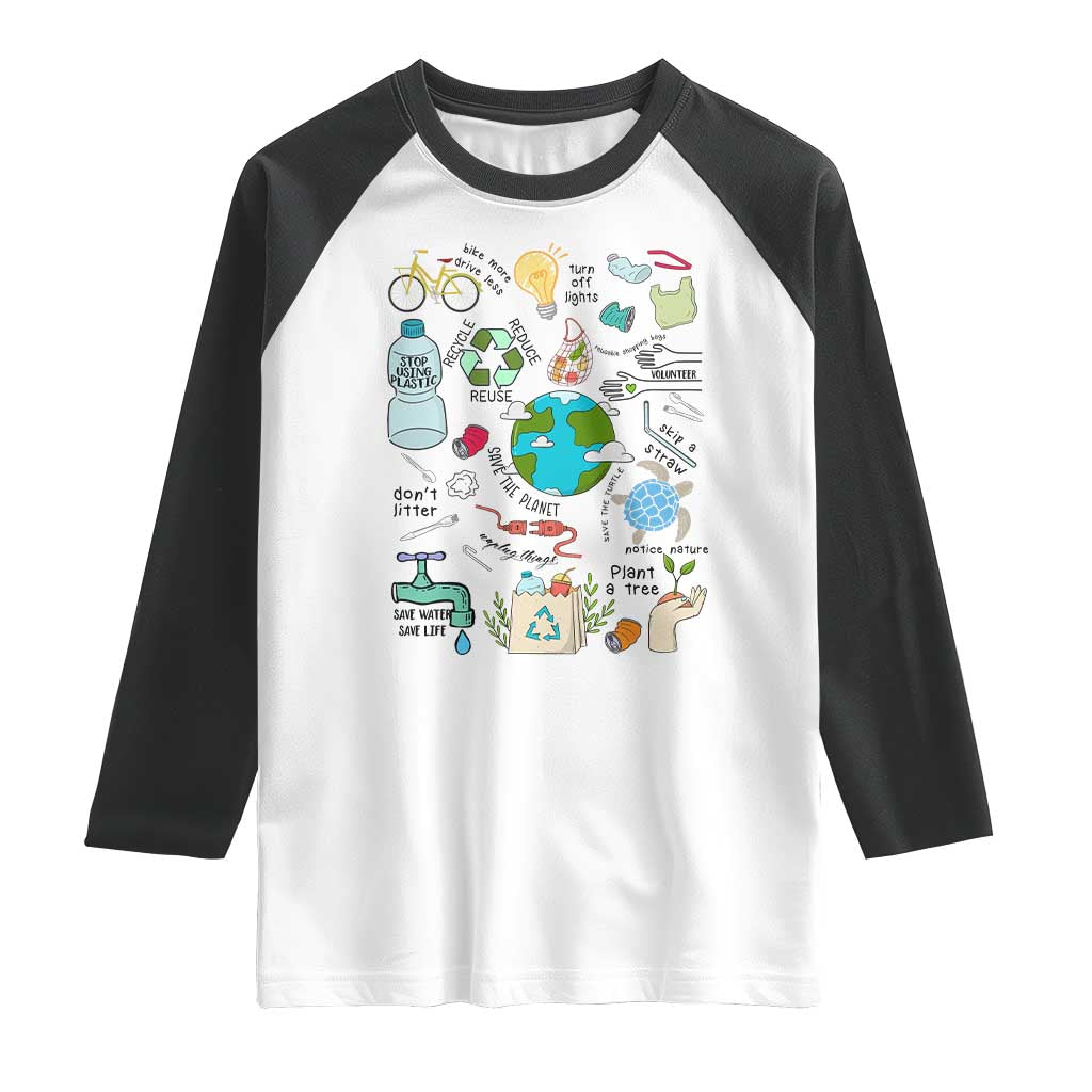 Save The Planet Raglan Shirt Earth Day Protect Nature Environmental Recycling