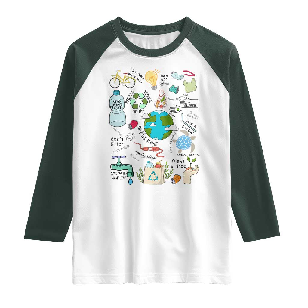 Save The Planet Raglan Shirt Earth Day Protect Nature Environmental Recycling