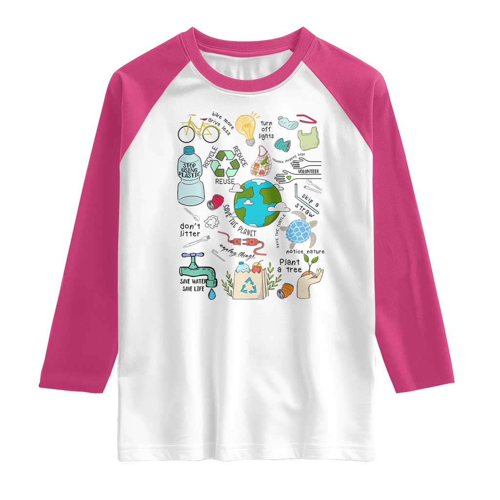 Save The Planet Raglan Shirt Earth Day Protect Nature Environmental Recycling
