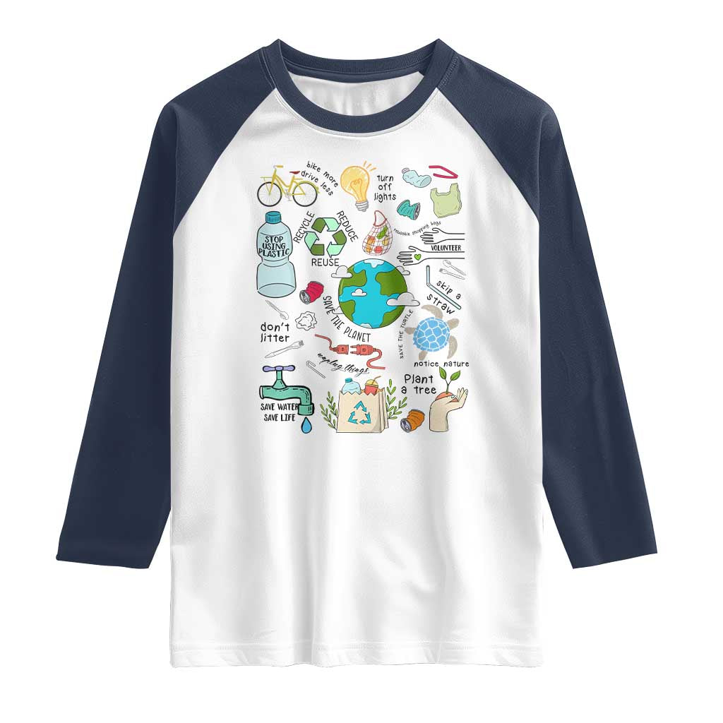 Save The Planet Raglan Shirt Earth Day Protect Nature Environmental Recycling