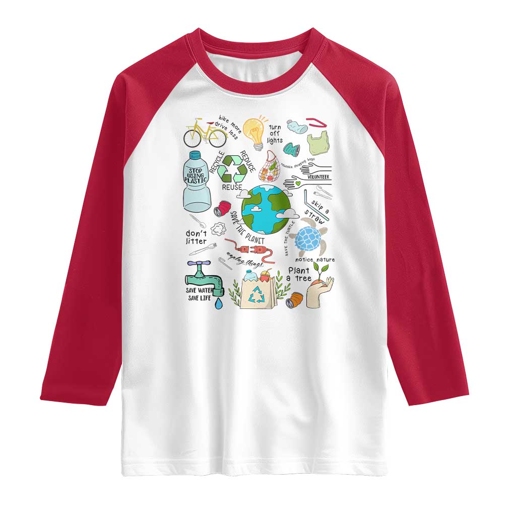 Save The Planet Raglan Shirt Earth Day Protect Nature Environmental Recycling