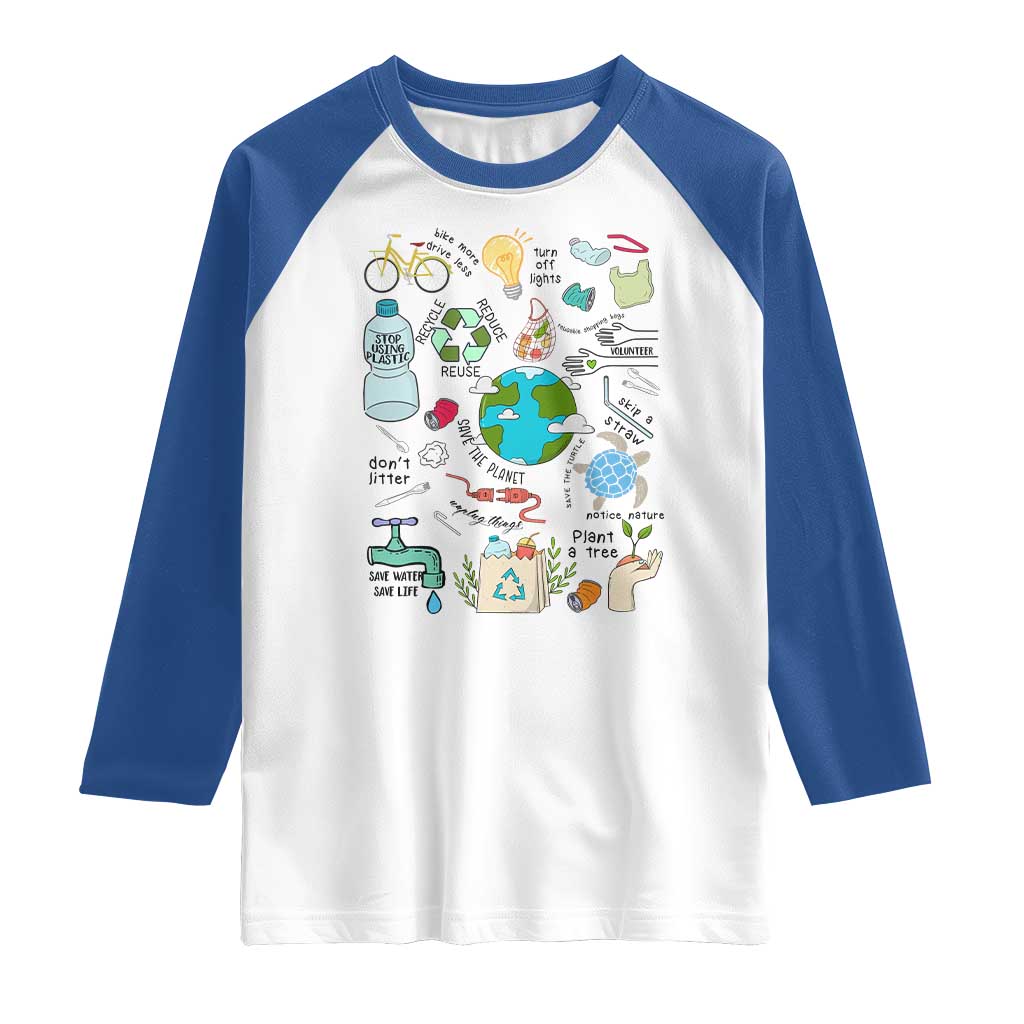Save The Planet Raglan Shirt Earth Day Protect Nature Environmental Recycling