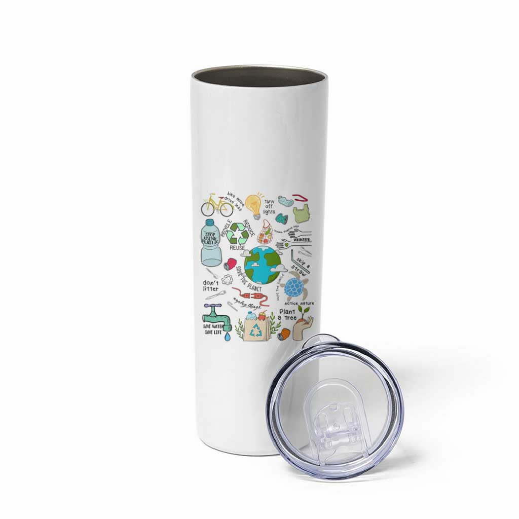 Save The Planet Skinny Tumbler Earth Day Protect Nature Environmental Recycling