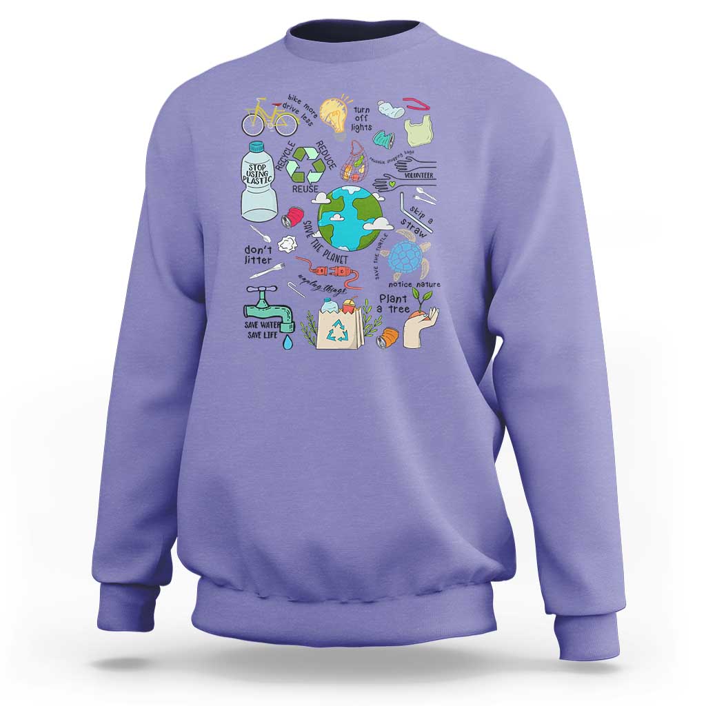 Save The Planet Sweatshirt Earth Day Protect Nature Environmental Recycling
