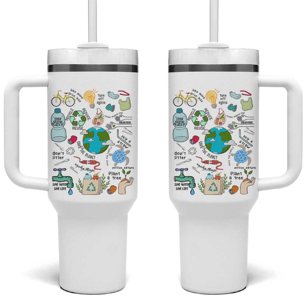 Save The Planet Tumbler With Handle Earth Day Protect Nature Environmental Recycling