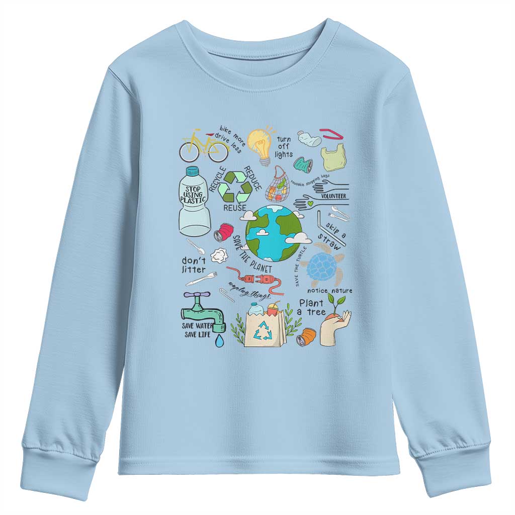 Save The Planet Youth Sweatshirt Earth Day Protect Nature Environmental Recycling