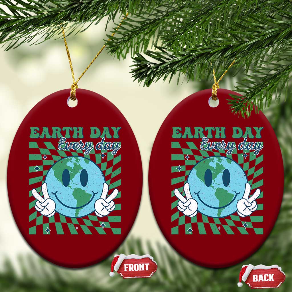 Earth Day Everyday Ceramic Ornament Smile Face Hippie Planet Anniversary - Wonder Print Shop