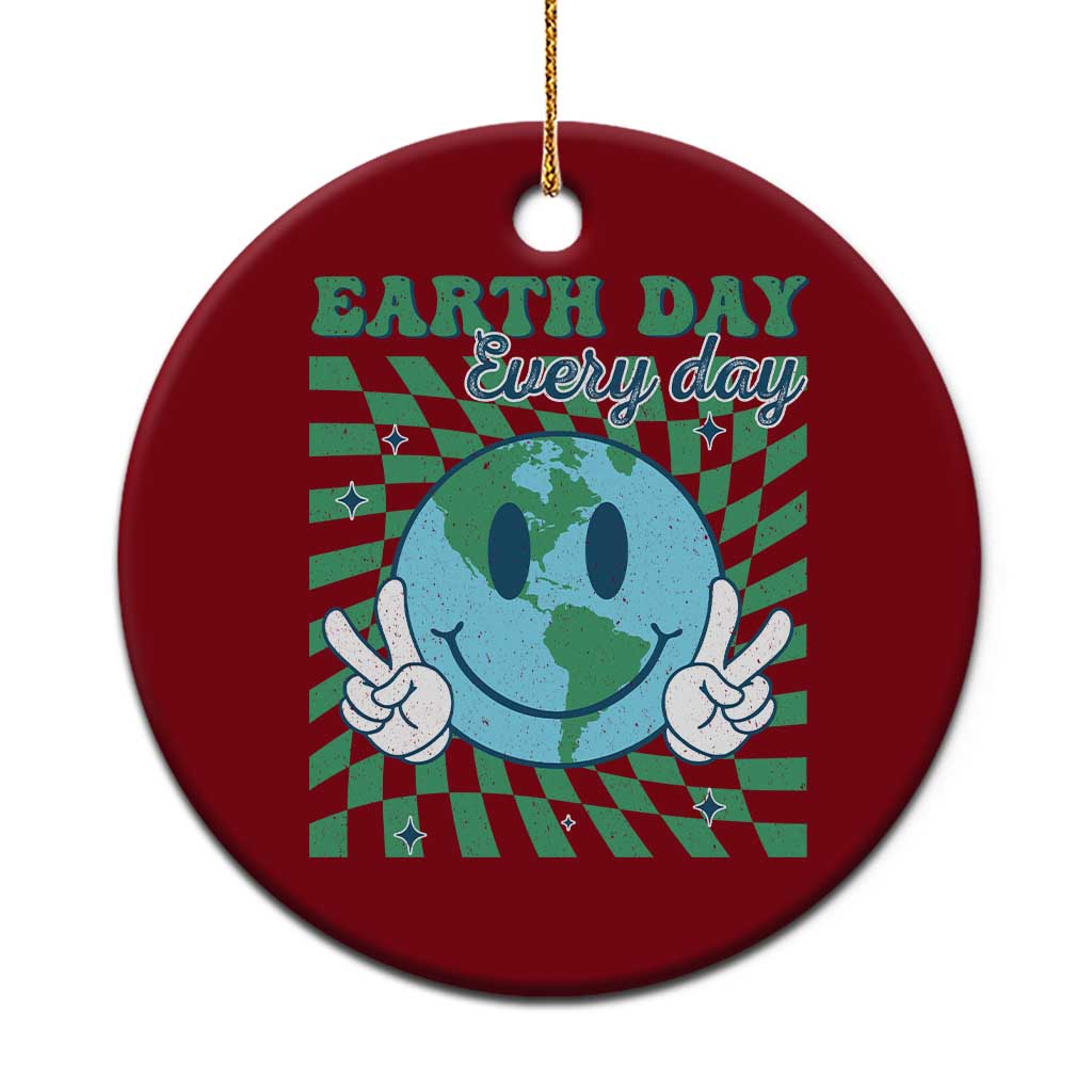 Earth Day Everyday Ceramic Ornament Smile Face Hippie Planet Anniversary - Wonder Print Shop