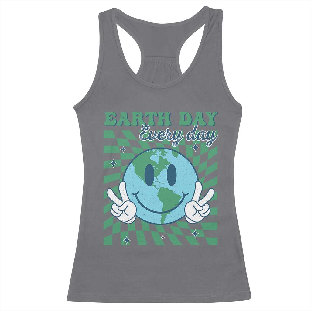 Earth Day Everyday Racerback Tank Top Smile Face Hippie Planet Anniversary
