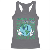 Earth Day Everyday Racerback Tank Top Smile Face Hippie Planet Anniversary