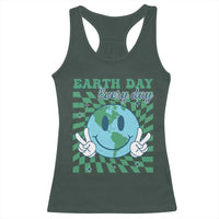 Earth Day Everyday Racerback Tank Top Smile Face Hippie Planet Anniversary