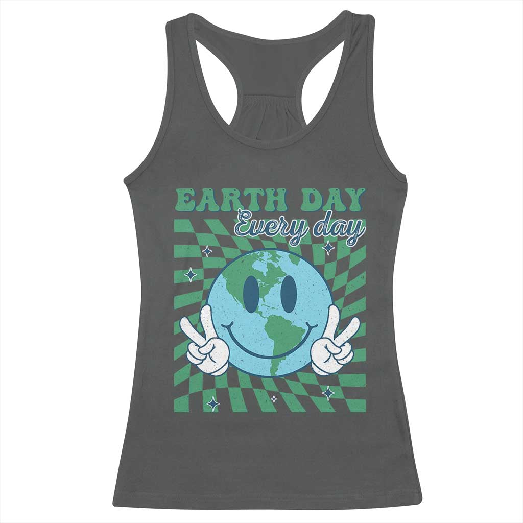 Earth Day Everyday Racerback Tank Top Smile Face Hippie Planet Anniversary