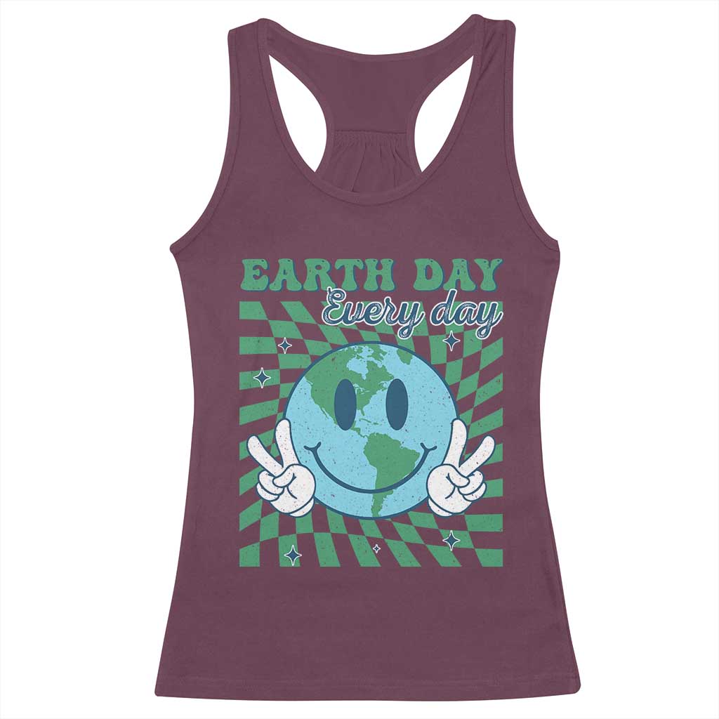 Earth Day Everyday Racerback Tank Top Smile Face Hippie Planet Anniversary